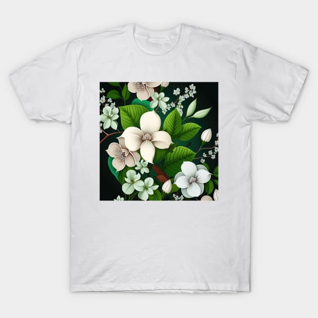 Greenish floral print T-Shirt by Micapox